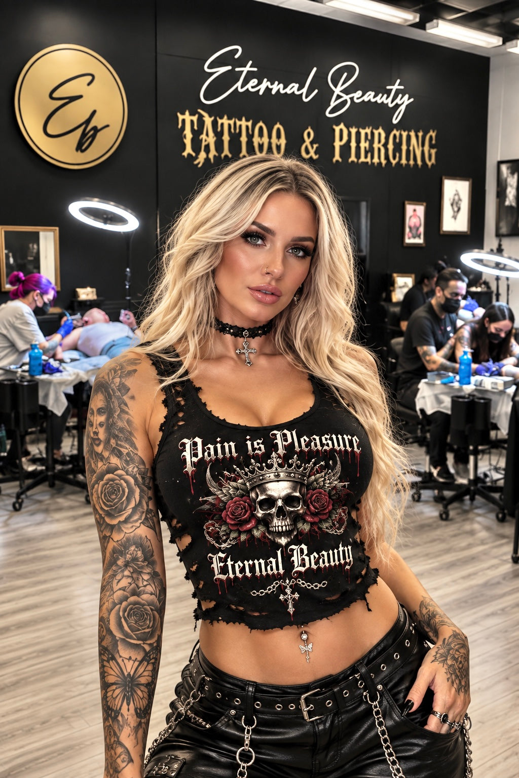Model wearing the black Sleeveless Tank