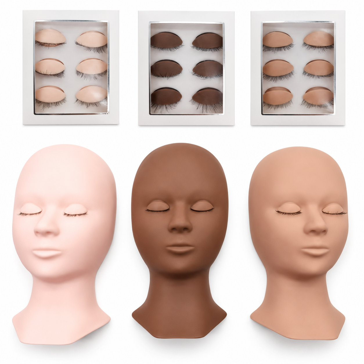 Practice Lash Mannequin Head & Replaceable Eyelid Training Set