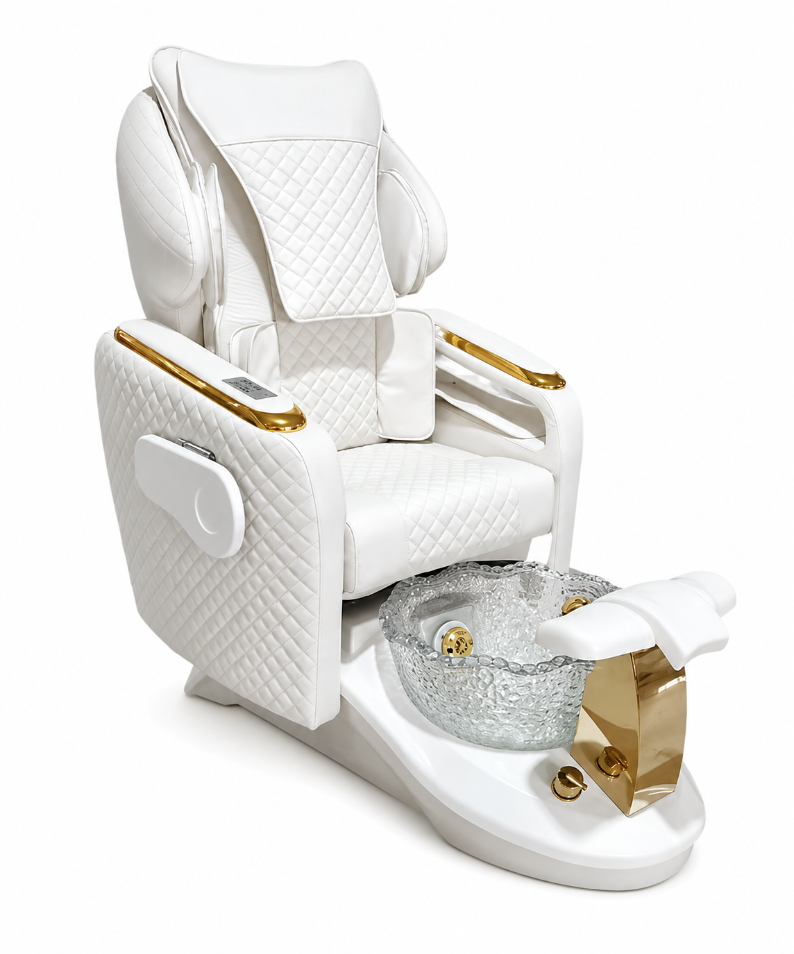 White & Gold Luxury Pedicure Spa Chair