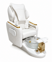 White & Gold Luxury Pedicure Spa Chair