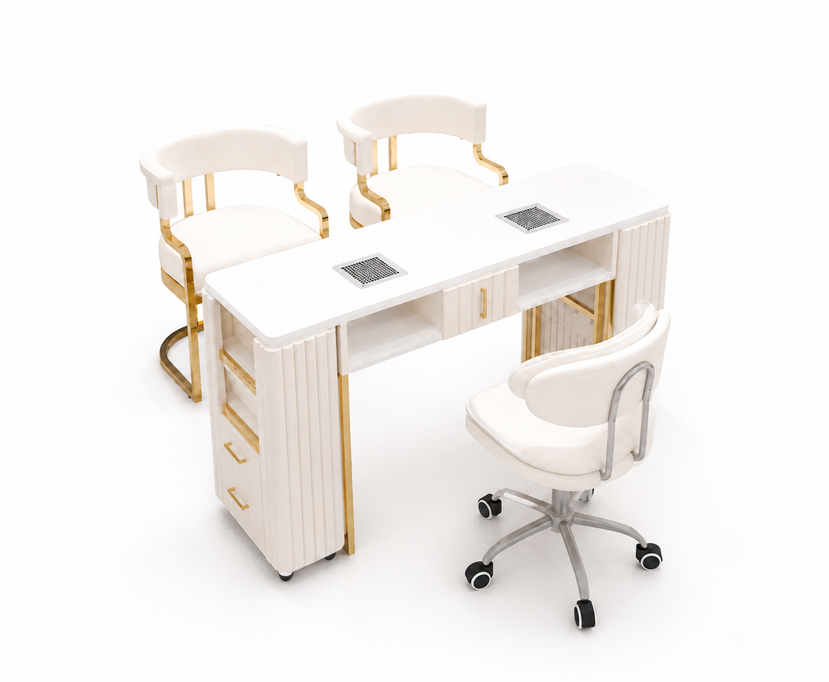 Italian-Inspired Luxury Nail Salon Table with Storage