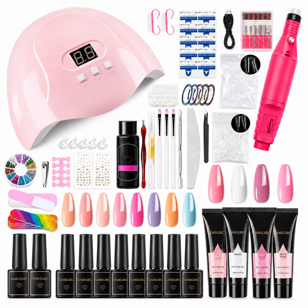 Professional Gel Nail Polish Manicure Kit with UV Lamp and Drill