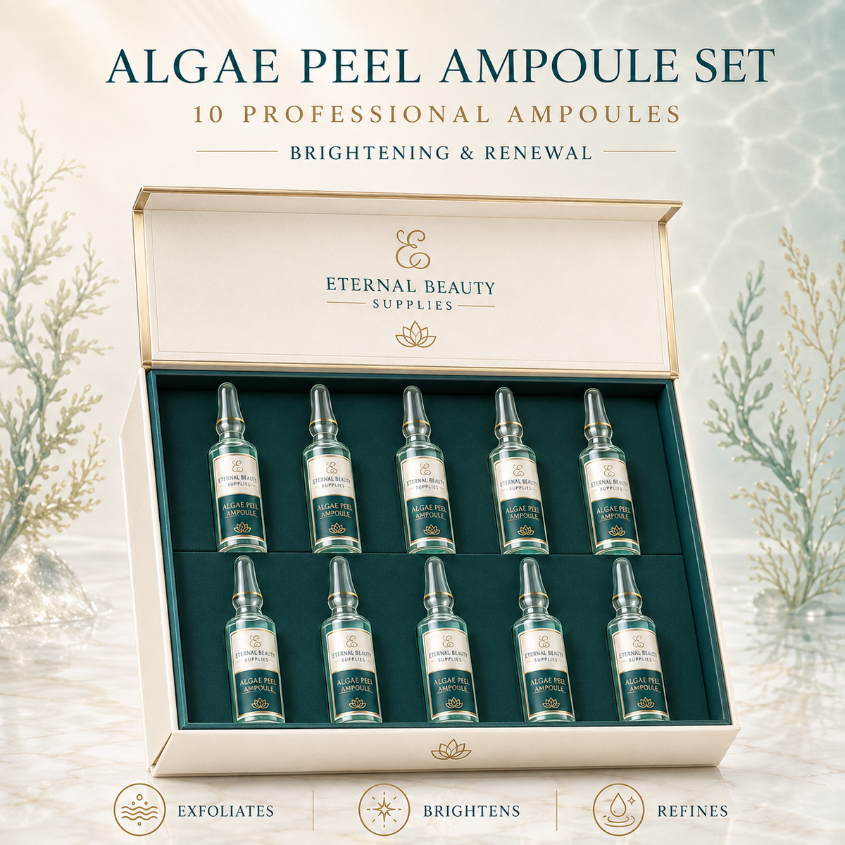 Eternal Beauty Algae Peel Ampoule Set — 10 Professional Ampoules