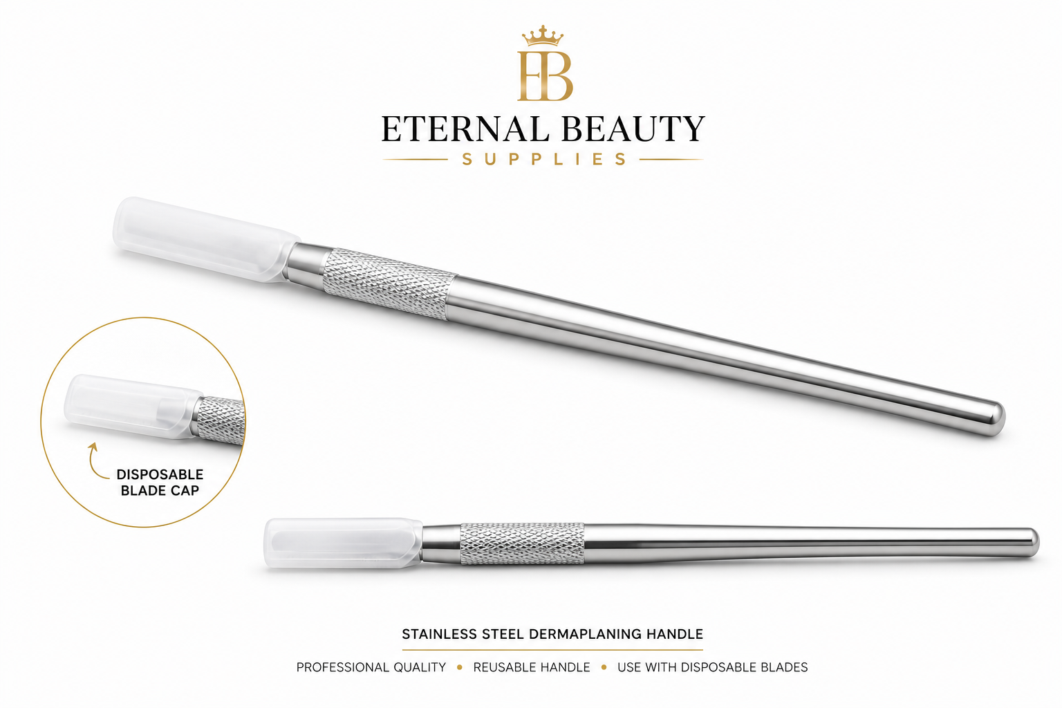 Eternal Beauty Stainless Steel Dermaplaning Handle