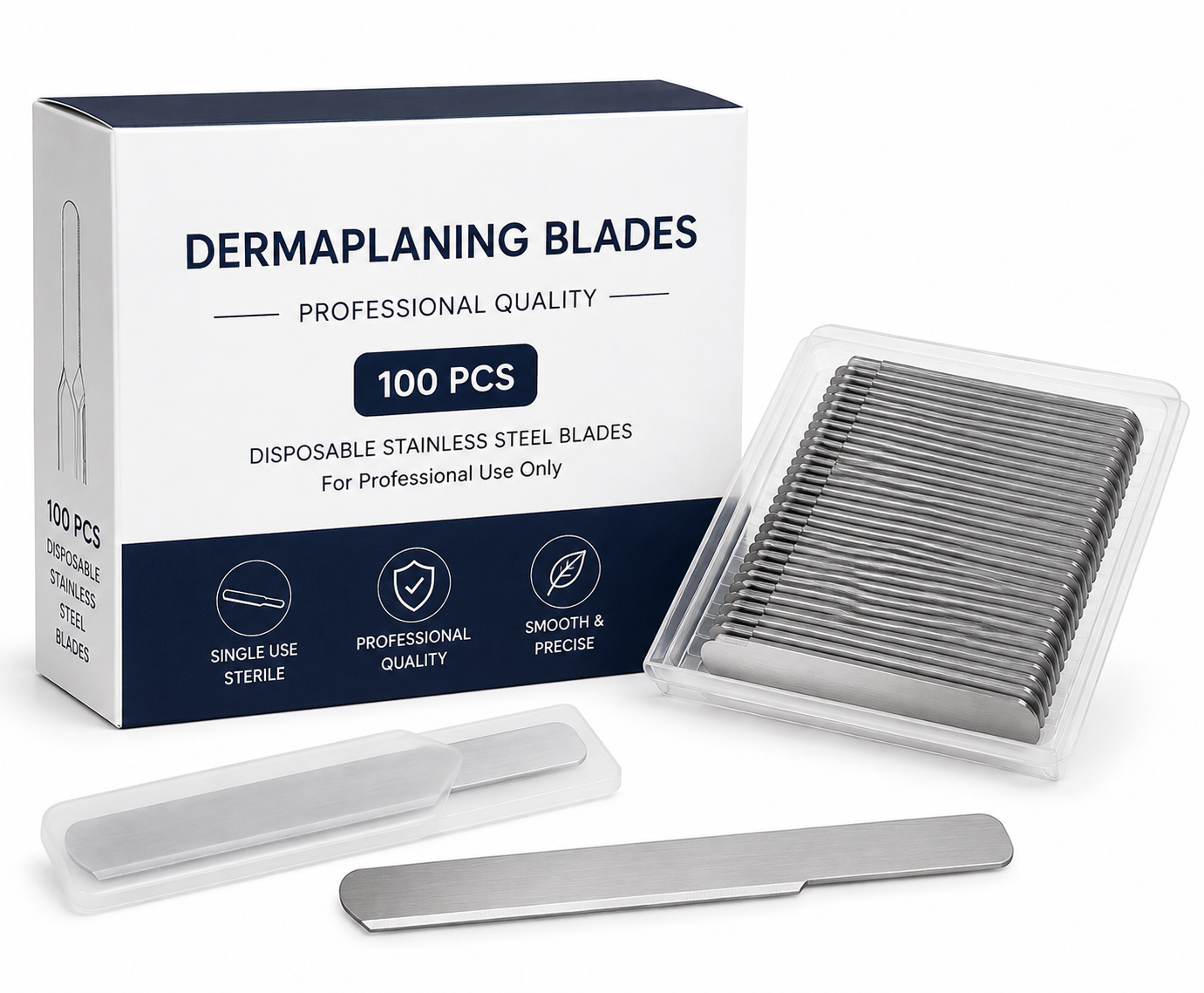 Professional Disposable Stainless Steel Dermaplaning Blades – 100 Pack